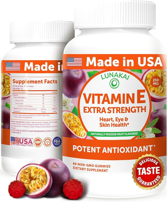 Vitamin E Gummies with Vitamin C 250mg (400IU) (400IU) Vit 60Count