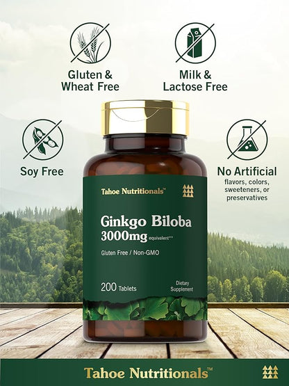 Carlyle Ginkgo Biloba 3000mg Per 200 Tablets
