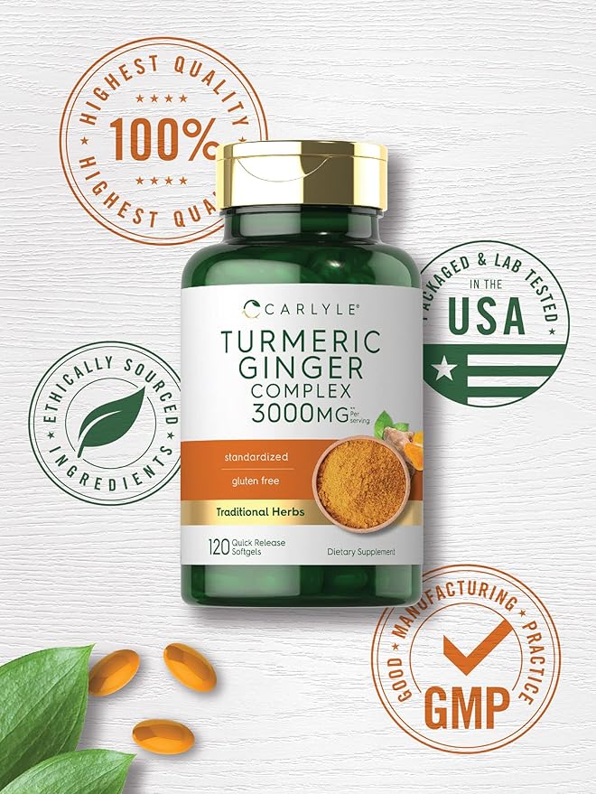 Carlyle Turmeric and Ginger Supplement 3000 mg 120 Softgel