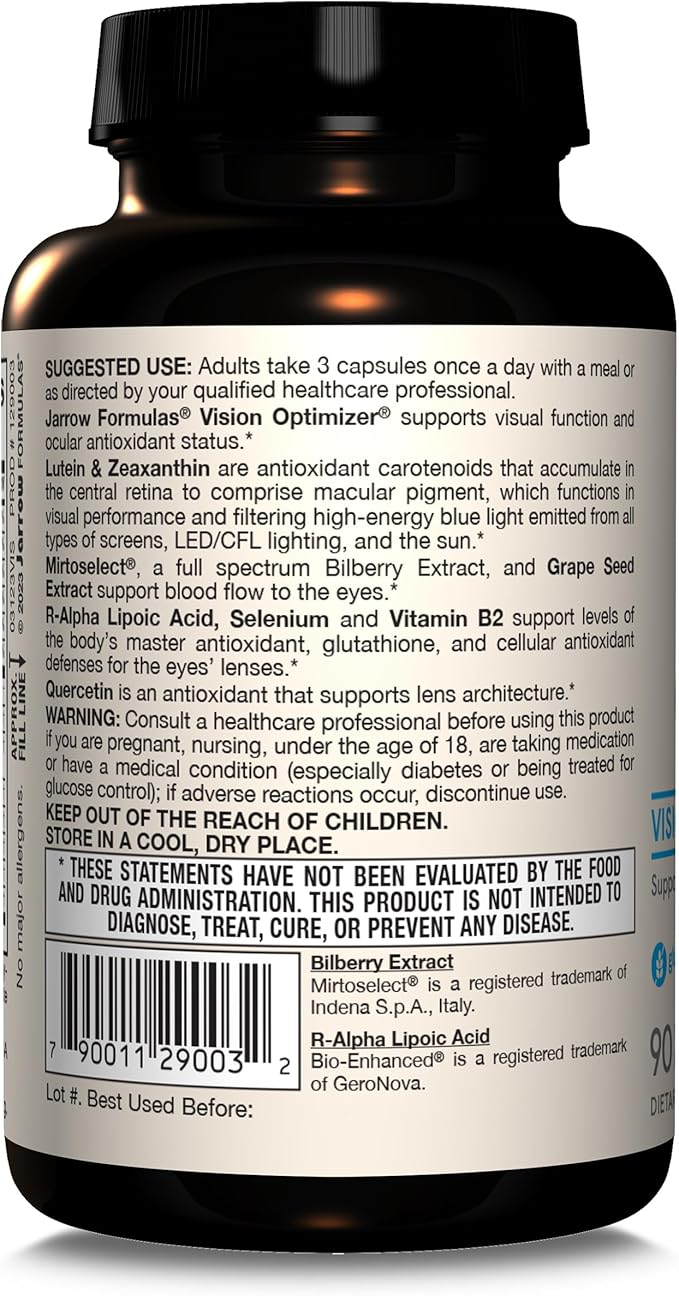 Jarrow Formulas Vision Optimizer, Dietary Supplement, 90 Capsules, 30 Day