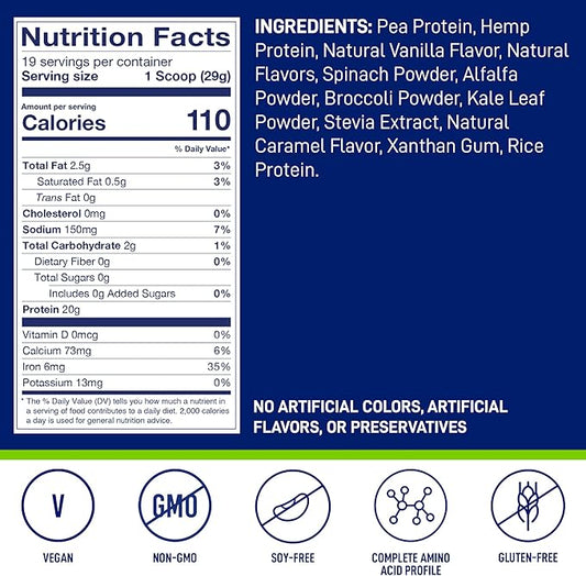 LeanFit PLANT-BASED PROTEIN & GREENS Natural 20g Plant 4 Leafy 19 Servings, 1.21 Pound
