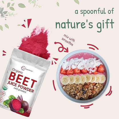 Micro Ingredients Organic Beet Root Powder, 1 Pound, Cold Pressed and Water Soluble, Beet Juice Pre-Workout Concentrated Powder, Energy & Immune System Support, Non-GMO