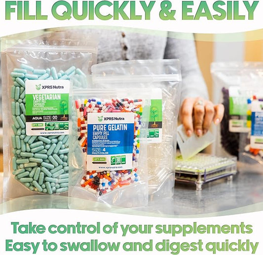XPRS Nutra Size 2 Empty Capsules - 100 Count Empty Gelatin Capsules - Empty Pill Capsules - DIY Capsule Filling - Pure Bovine Pill Capsules Empty Gel Caps (Orange)