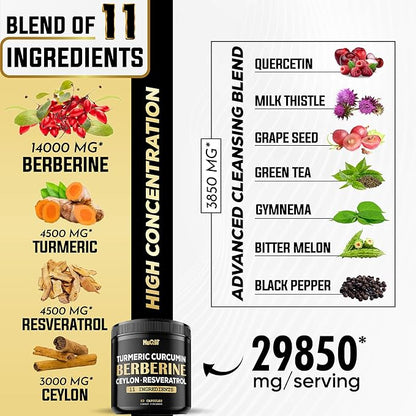 Berberine Supplement with Turmeric Curcumin 4500mg 4500mg & 60 Capsules