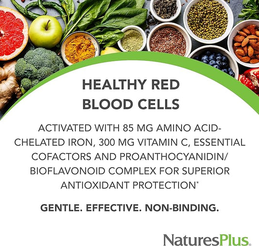 NaturesPlus Hema-Plex Iron - 60 Fast-Acting Softgels - 2 Pack - 85 mg Iron + Vitamin C & Bioflavonoids for Healthy Red Blood Cells - Vegan, Gluten Free - 40 Total Servings