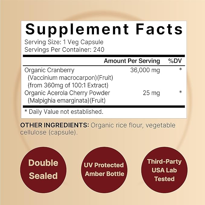 NatureBell Cranberry Pills 36,000mg with Acerola 100:1 Fresh