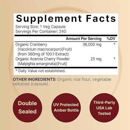 NatureBell Cranberry Pills 36,000mg with Acerola 100:1 Fresh
