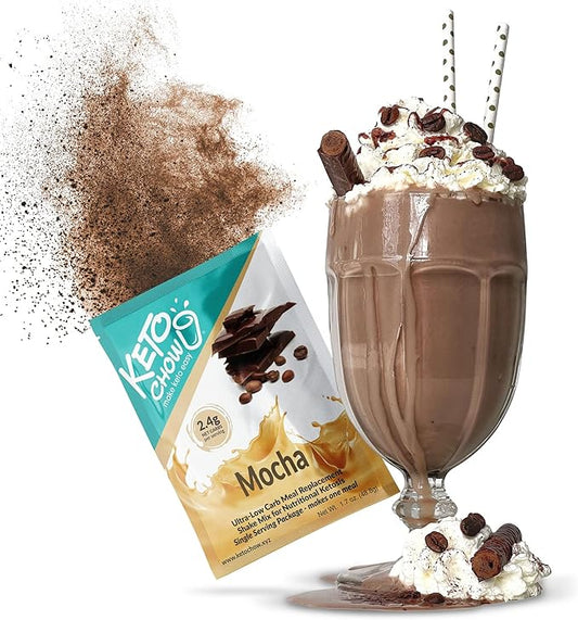 Keto Chow Mocha | Keto Meal Replacement Shake Powder | Nutritionally Complete | Low Carb | Delicious Easy Meal Substitute | Protein Rich You Choose The Fat | Single Meal Sample