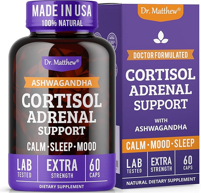 Dr. Matthew Cortisol Reducer & Adrenal Support Supplement with Ashwagandha, Rhodiola & Ginseng – A Detox Cocktail to Lower Cortisol & Support Relaxation, Calm & Restful Sleep