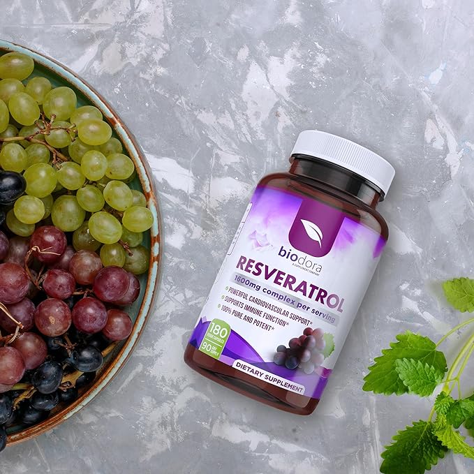 Resveratrol 1600mg, Trans-Resveratrol Antioxidant Supplement 180 Capsules