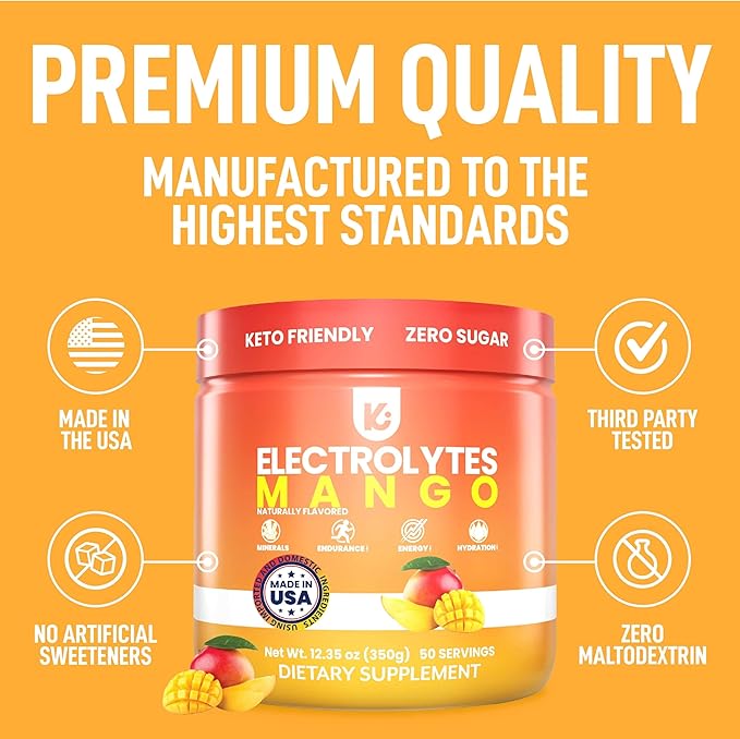 Keppi Keto Hydration Electrolytes - Mango - Electrolyte Powder no Sugar - Sips Like Sunshine - Keto Electrolytes Powder - Electrolytes Powder Sugar Free - Electrolytes Powder