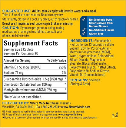 Nature Made Glucosamine Chondroitin Complex 120 Caplets, 60 Day