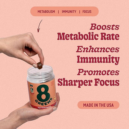 8Greens Daily Greens Gummies B12, Spirulina, 50 Vegan