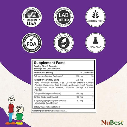 NuBest Tall - Calcium Supplement - 5+ with D3, Vitamin K2 and 60 Capsules