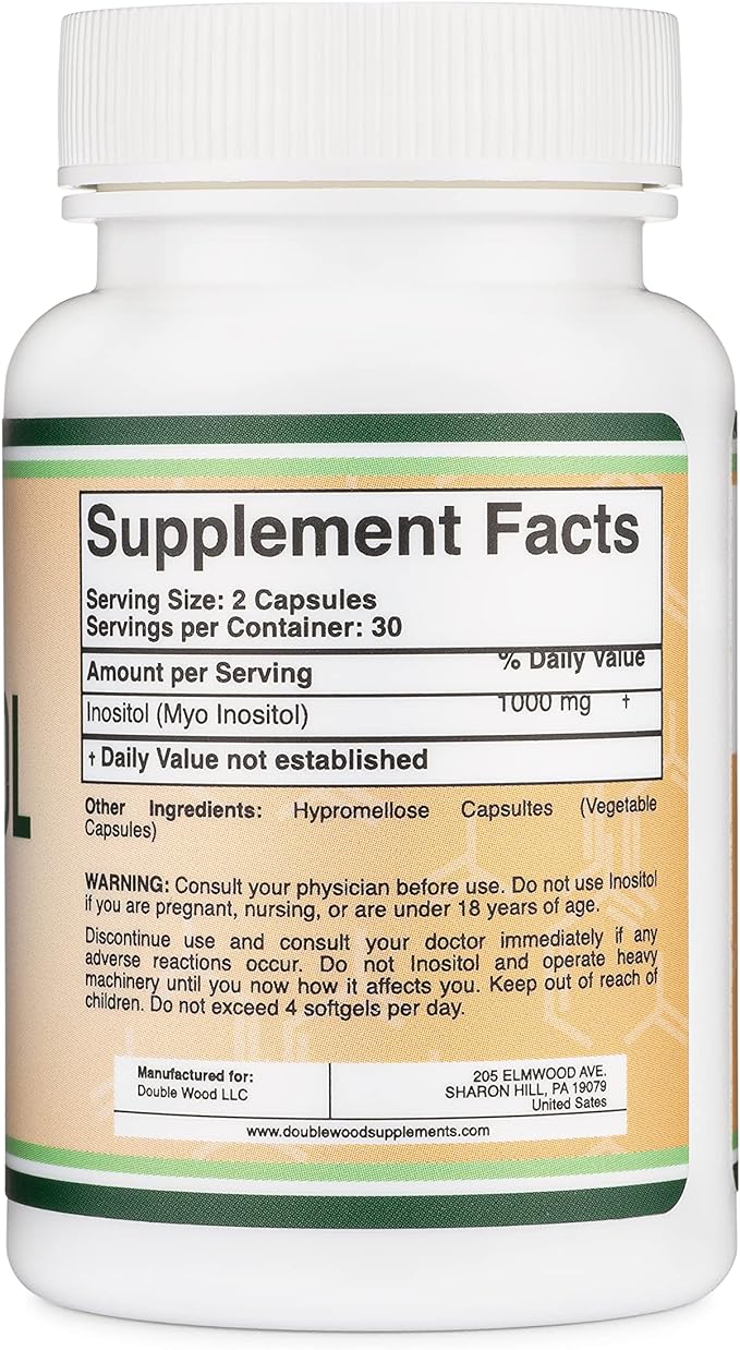 Inositol Capsules (Myo Inositol) 1000mg Health (60 Count)(No