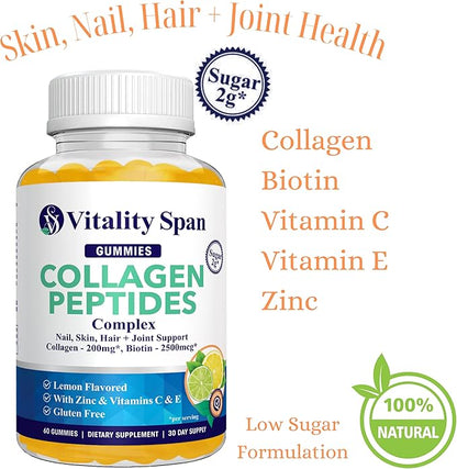 Collagen Gummies with Biotin (2500mcg), Vitamins 60 Collagen