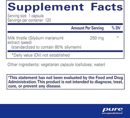 Pure Encapsulations Silymarin 250 mg 120 Capsules