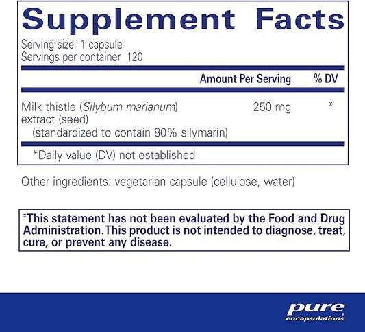 Pure Encapsulations Silymarin 250 mg 120 Capsules