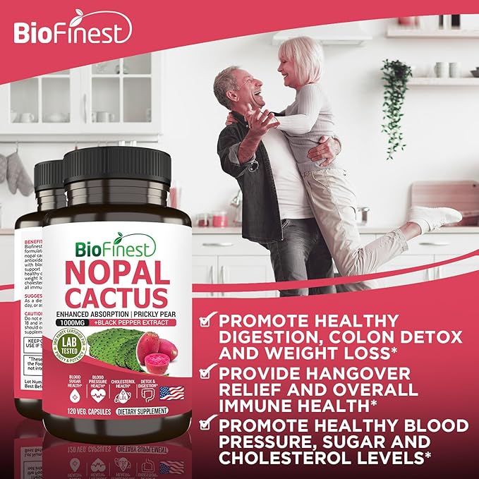 Nopal Cactus 1000mg Supplement, Prickly Pear (120 Veg.