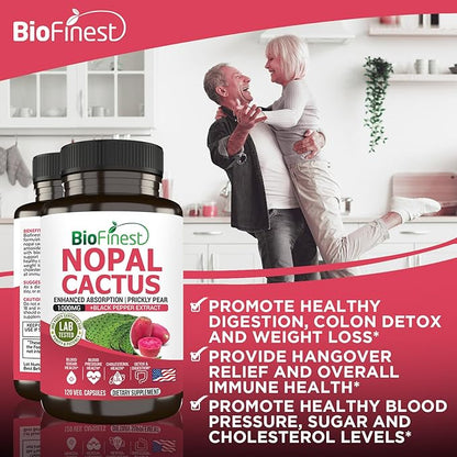 Nopal Cactus 1000mg Supplement, Prickly Pear (120 Veg.