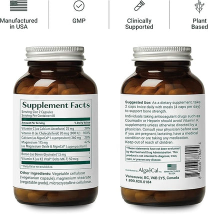 ALGAECAL Plus - Organic Red Algae K2 MK7 MK7 (100mg), (100mg), Vitamin D3 (1600 (1600 IU), (250mg) & 3 Month