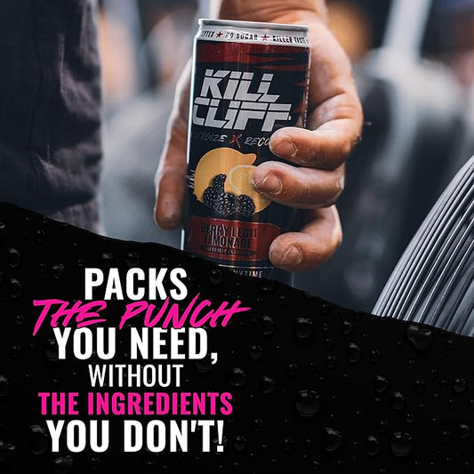 Kill Cliff Recovery Energy Drink, Berry Legit Lemonade, Sugar & Gluten Free Drinks, Green Tea, Electrolytes and Natural Caffeine for Clean Energy, Hydration & Recovery, Post or Pre Workout, 12 Pack