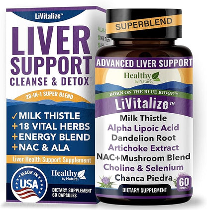 LiVitalize 28-in-1 Liver Health Support 1540mg, 60 60 Capsules
