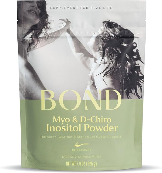 BOND Inositol Powder: Pure Myo-Inositol & D-Chiro Inositol for Hormone Balance w/Ovarian Support Vitamins, Ideal 40:1 Ratio of Myo-Inositol, Inositol Supplement for Women - 90 Vegan Servs