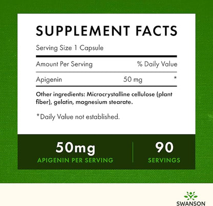 Swanson Apigenin Supplement for Sleep 90 Caps, 50 mg 3 Pack