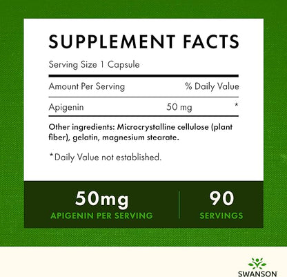 Swanson Apigenin Supplement, 50mg capsules (90