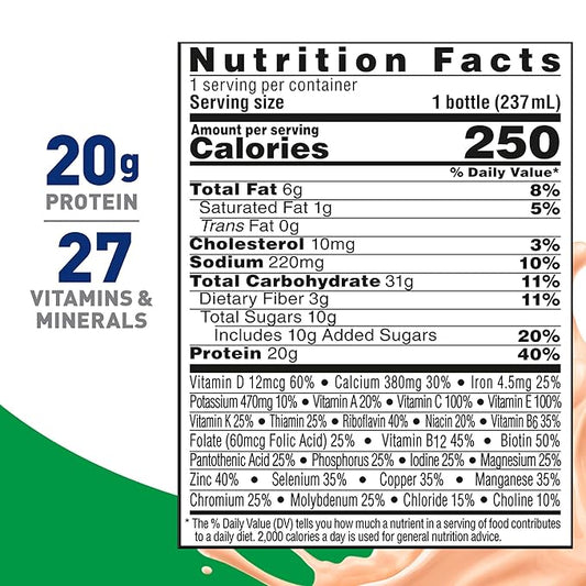 BOOST High Protein with Fiber Ready to Drink Complete Nutritional Drink, Creamy Strawberry, 8 fl oz Bottle, 24 Pack