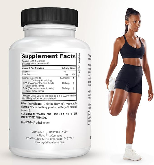 Omega 3 Fish Oil 1000mg Supplement 3 DHA 60 Enteric