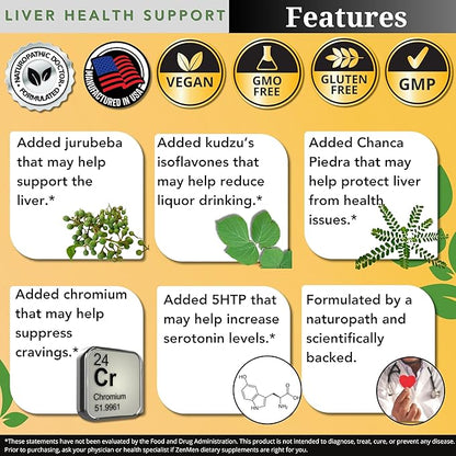 Cravings Management for Better Morning - Third Party Tested - with Kudzu,Milk Thistle,Jurubeba,Chanca Piedra,5HTP - 60 Vegan Capsules, Made in The USA