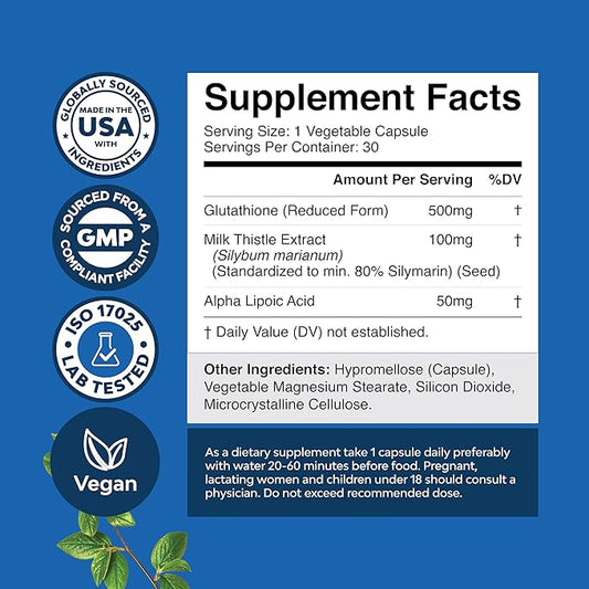 Reduced Glutathione Supplement with Glutamic Acid 500mg Per