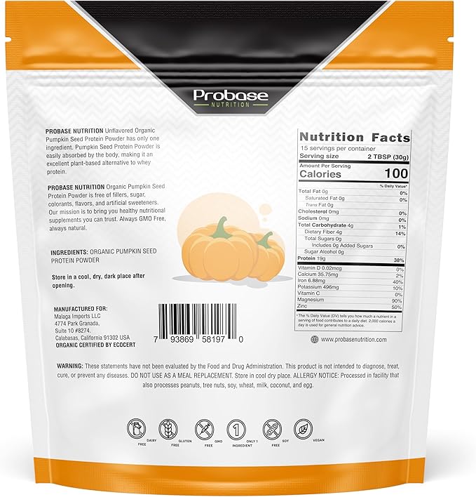Organic Pumpkin Seed Protein Powder, Plant 1 lb