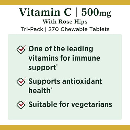 Nature's Bounty Vitamin C Supplement 500 mg 500 mg, 90 Count, 3