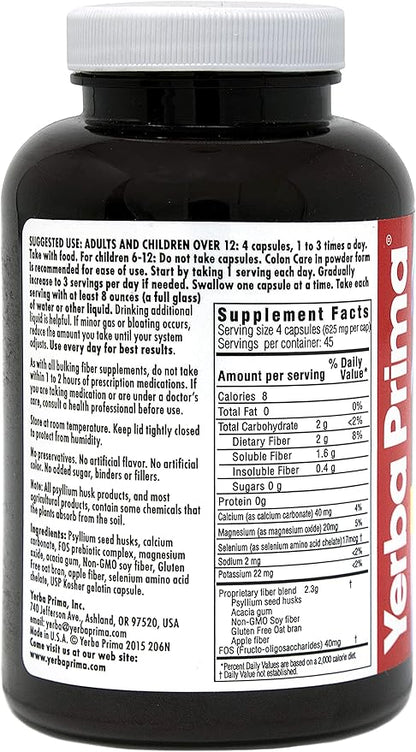 Yerba Prima Prebiotic Colon Care Capsules 180 Count 2), Gluten