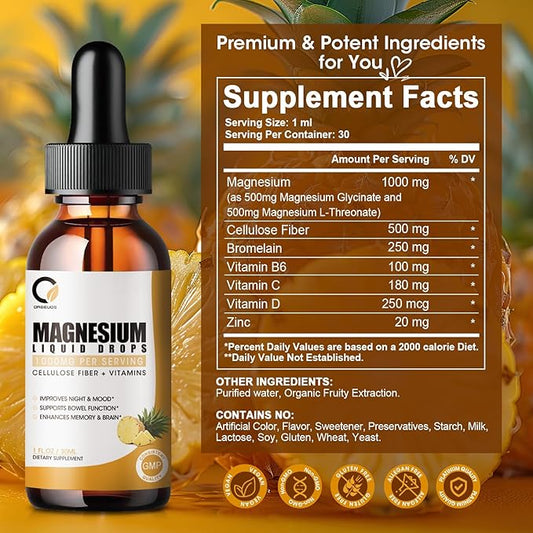(2 Pack) ORGEUOS Magnesium Glycinate Supplement 1000mg High B6, D,