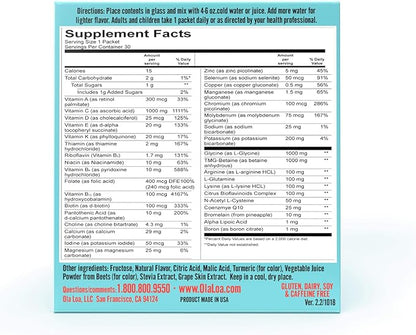 Ola Loa Energy Tropical Multi Vitamin Drink Mix - Amino Energy Powder, Gluten Free, Detox, Dairy Free, Caffeine Free - Drink Your Vitamins for The Rigors of Daily Life - 30 Packets (8.25oz)