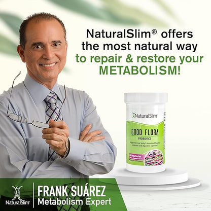 NaturalSlim Good Flora – Probiotics for Digestive Health, Intestinal Flora and Immune Support with Lactobacillus Acidophilus Probiotic | 7 Powerful Probiotic Strains | Gluten Free - 120 Capsules