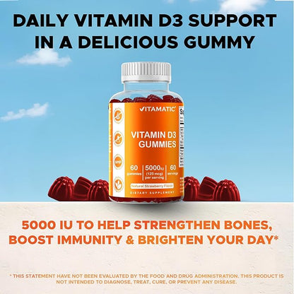 Vitamatic Vitamin D3 Gummies – 5000 IU Per Gummy – 60 Gummies