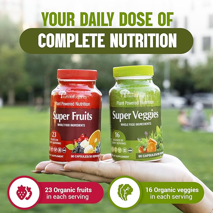 Organic Super Fruit & Veggies Supplement 23 Fruits 16 Vegetables (180 Count)