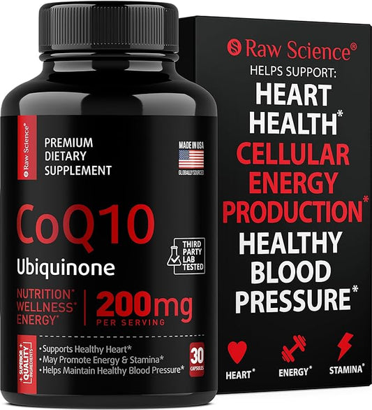 CoQ10 200mg Antioxidants Supplement 10 Supplement CQ10 Ubiquinone Q10 200mg 200mg - 30 Capsules