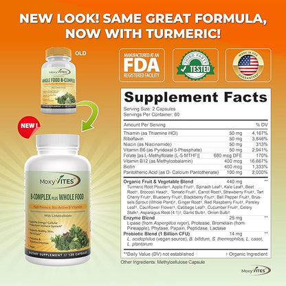 Vitamin B Complex B12 Methylcobalamin, B1, B2, B2, B3, B3, B5, B5, B6, B6, B7, B7, B9 B9 - 120 Capsules