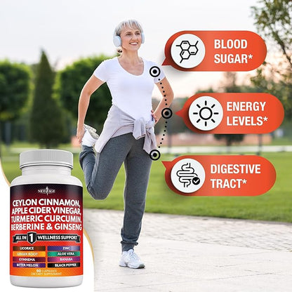 Ceylon Cinnamon 3000mg Turmeric 3000mg Apple 3000mg Ginseng 2000mg Aloe 2000mg Berberine 1200mg Plus 60 Count
