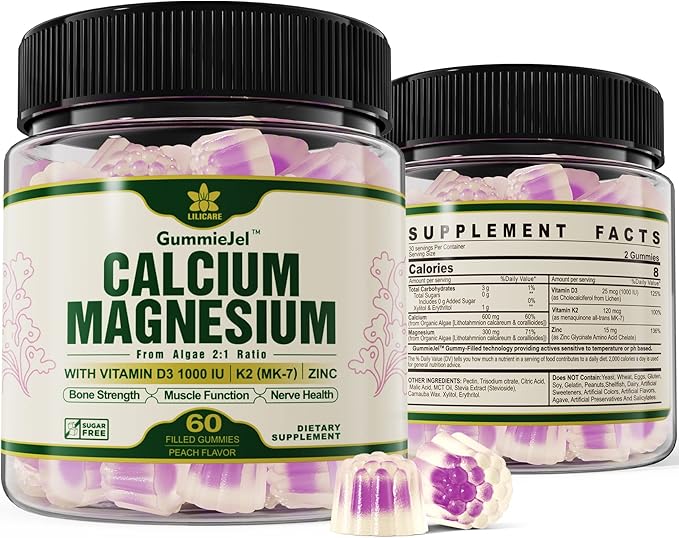 Plant Based Calcium Supplement 600mg D3 K2, K2, Zinc 2:1 Ratio, 70+ Trace 60 Counts