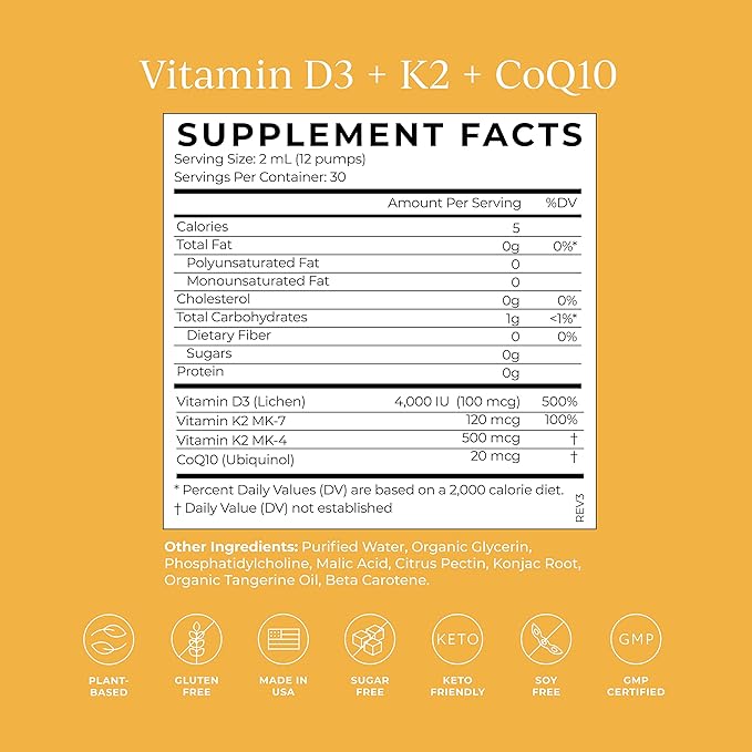 CYMBIOTIKA Vitamin D3 + K2 + CoQ10 Liquid,