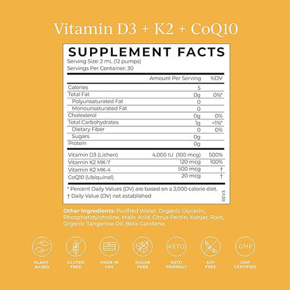 CYMBIOTIKA Vitamin D3 + K2 + CoQ10 Liquid,