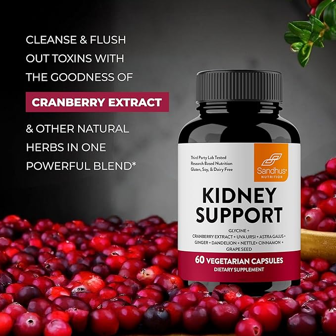 Sandhu's Kidney Cleanse Detox & Support Supplement for Men and Women | with Cranberry Extract | Helps Support Kidney & Urinary Tract Health | 60 Vegetarian Capsules (Pack of 3)