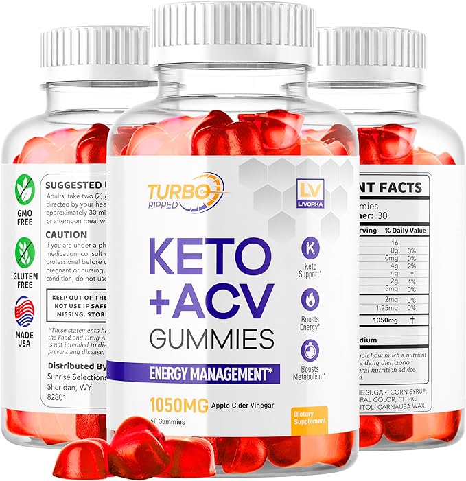 (3 Pack) Turbo Ripped Keto Weight Loss ACV Gummies, Turbo Ripped Keto ACV Gummies, Turbo Ripped Gummies, TurboRipped Keto ACV Apple Cider Vinegar Advanced Multivitamin Healthy s Gummys, 3 Months